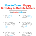 How To Draw Happy Birthday In Bubble Letters Really Easy