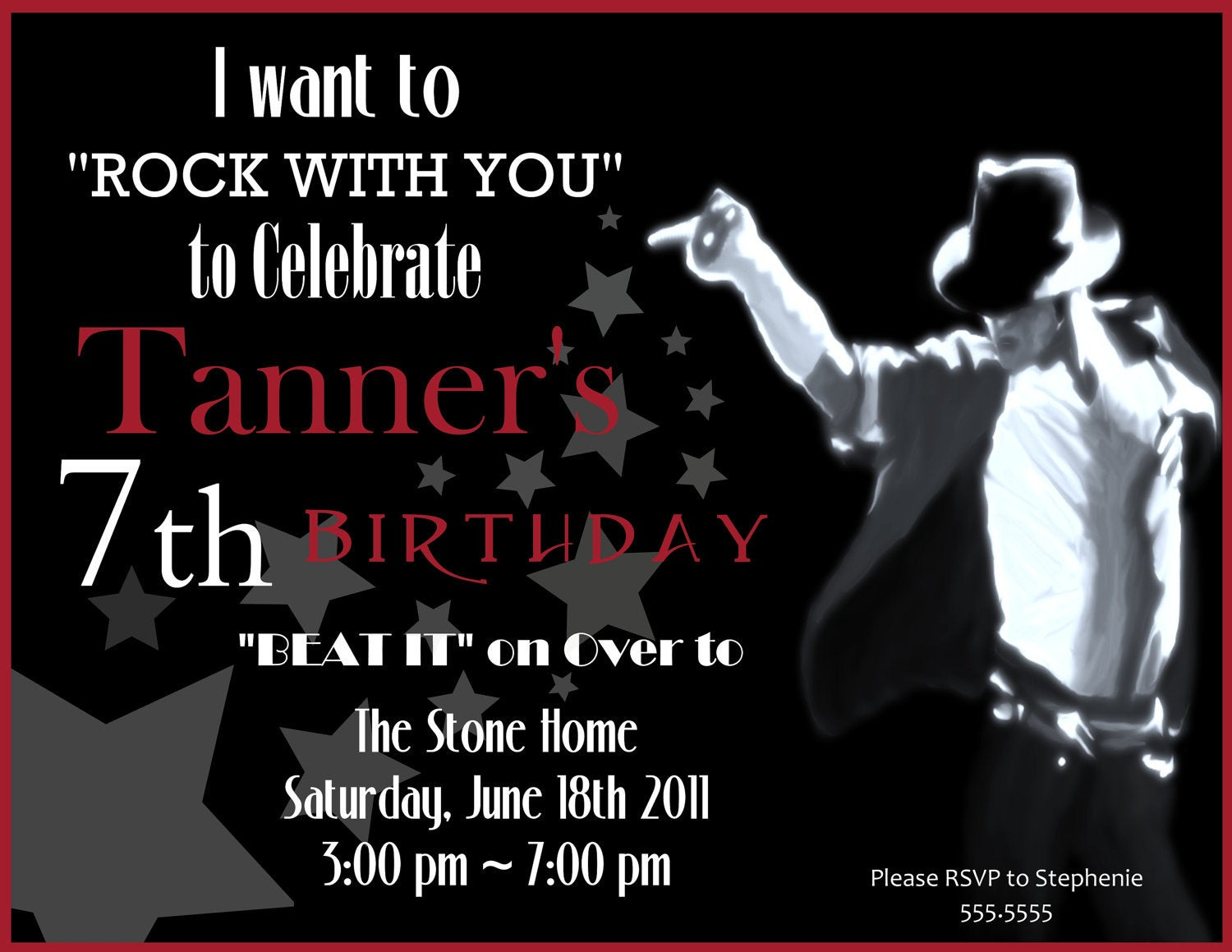 Michael Jackson Digital Birthday Invitation