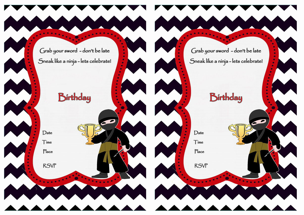 Ninja Warriors Birthday Invitations Birthday Printable