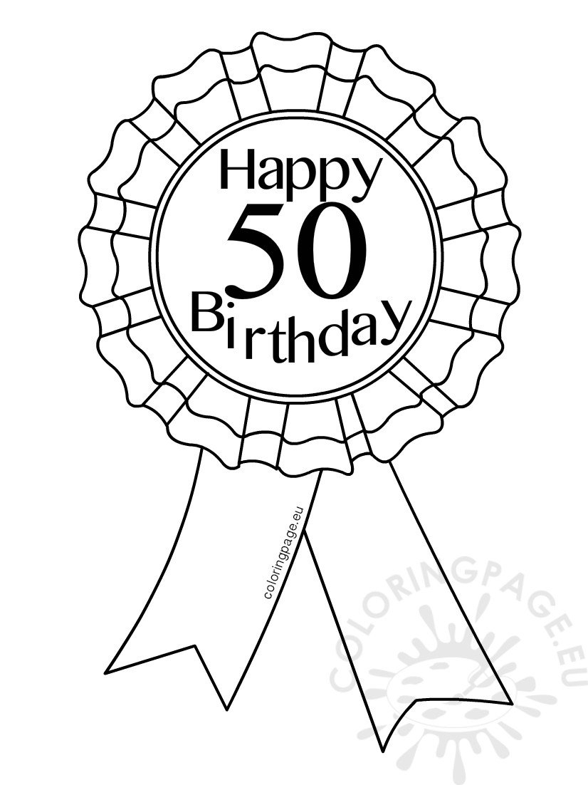 Printable Award Ribbon 50 Birthday Coloring Page