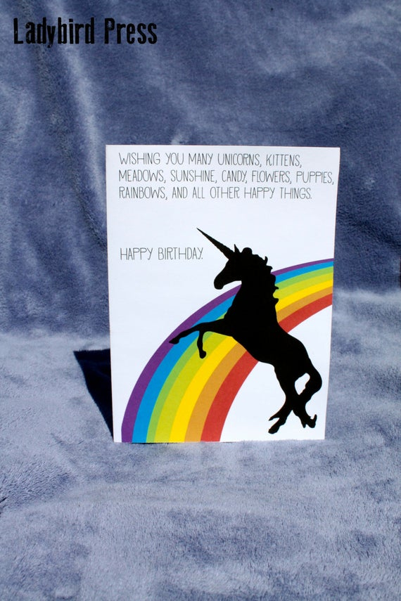 Printable Funny Unicorn Rainbow Birthday By LadybirdPress 