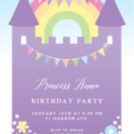 Purple Castle Birthday Invitation Template Free