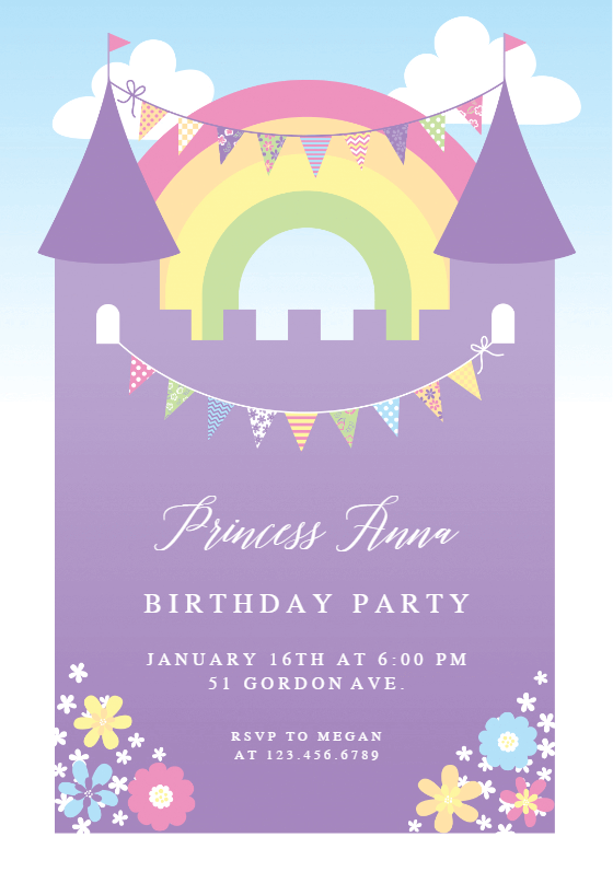 Purple Castle Birthday Invitation Template Free 