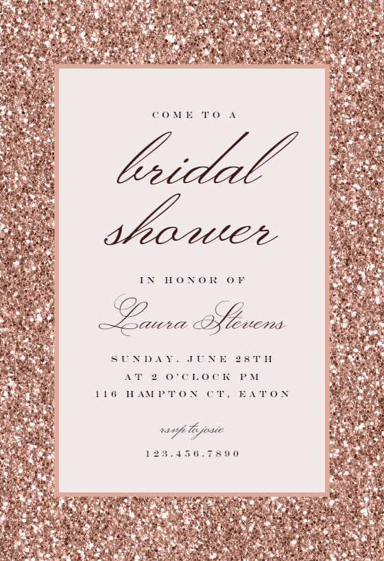 Rose Gold Glitter Bridal Shower Invitation Template 