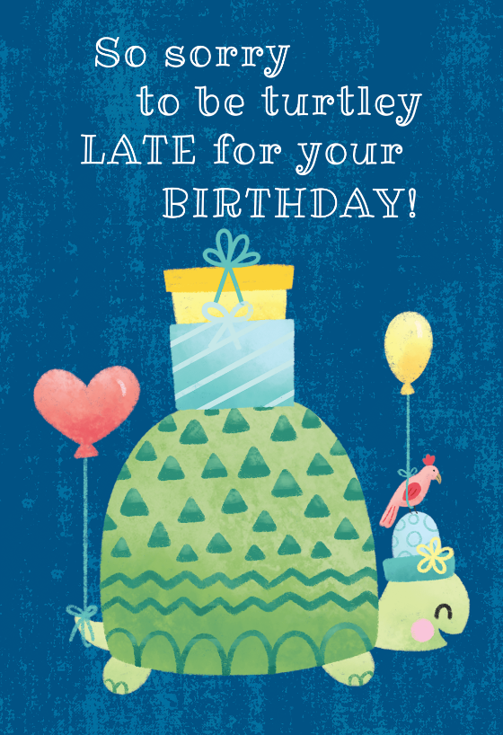 Turtle Belated Birthday Birthday Card Free Greetings 