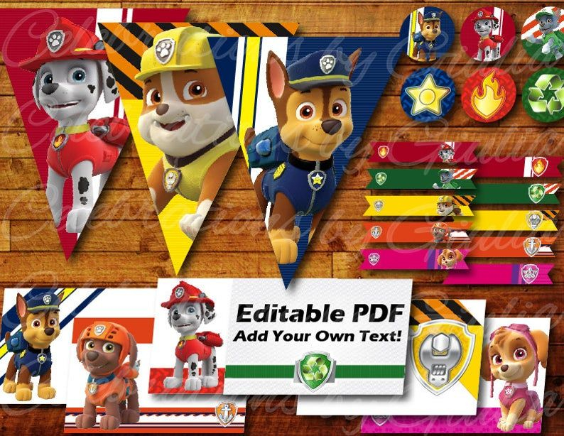 100 Pages Printable Paw Patrol Birthday Party Decoration 