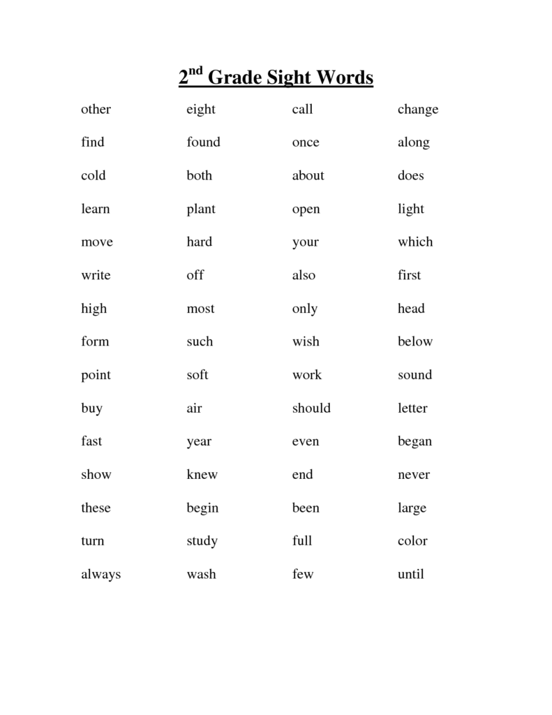 15 Best Images Of 2nd Grade Sight Word Worksheet Third