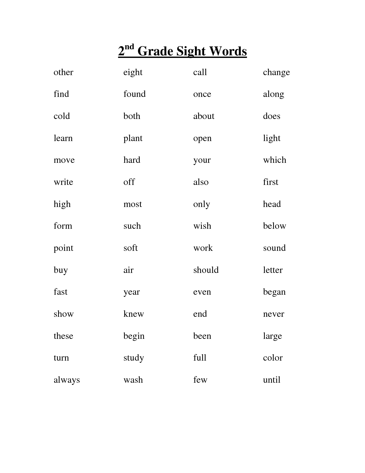 15 Best Images Of 2nd Grade Sight Word Worksheet Third 