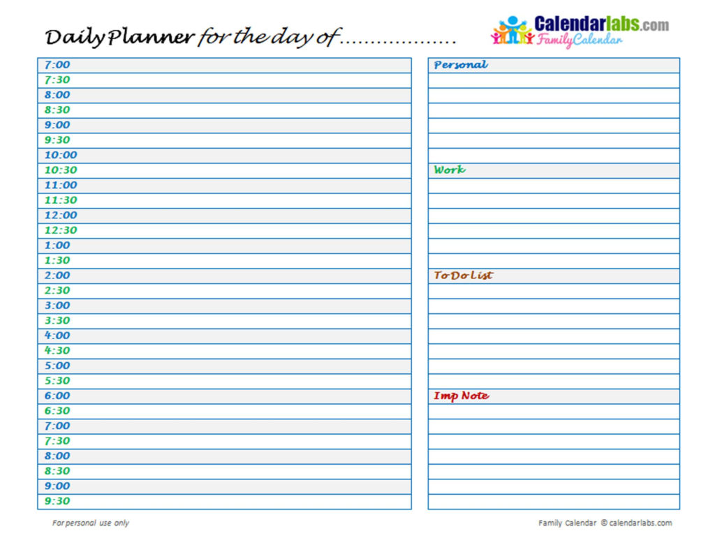 2021 Family Daily Planner Free Printable Templates
