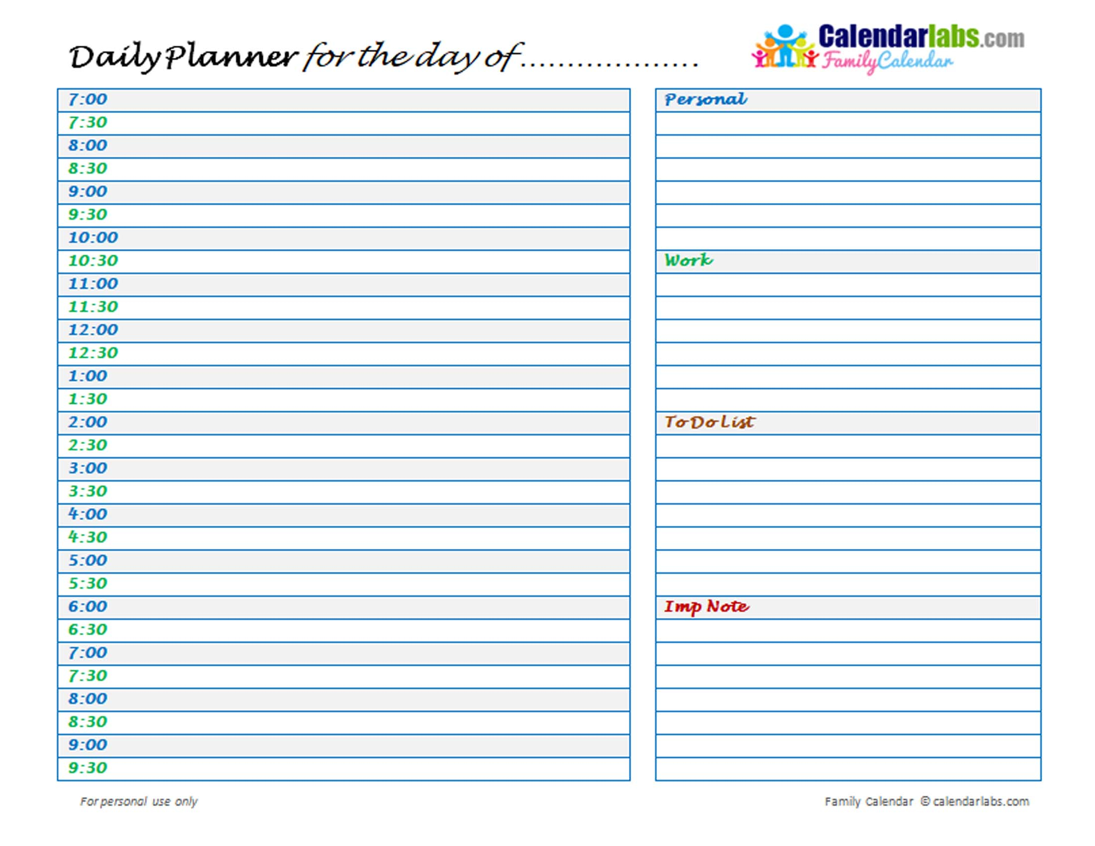 2021 Family Daily Planner Free Printable Templates