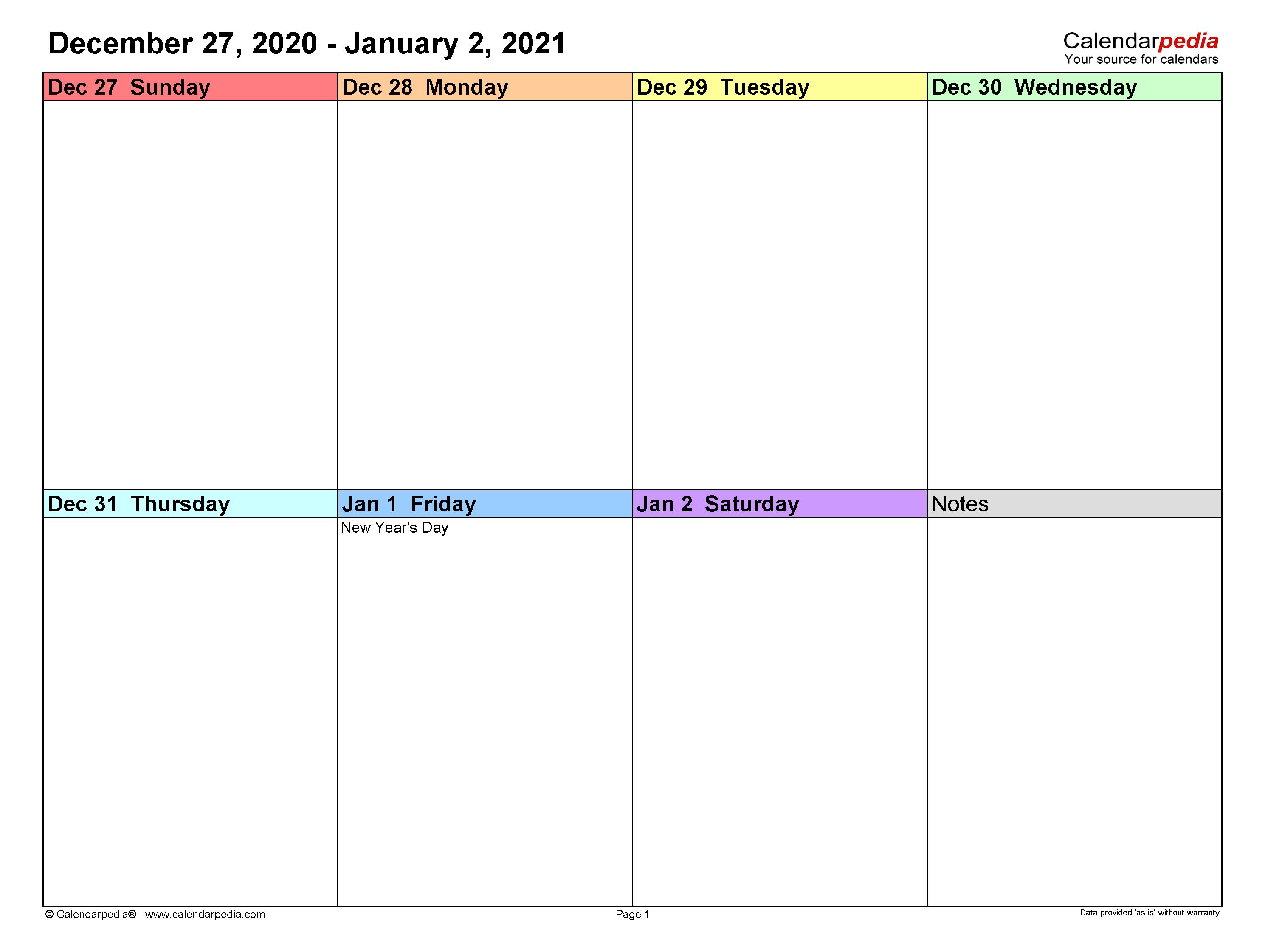 2021 Weekly Planner Template