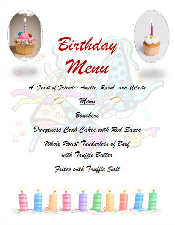 34 Birthday Menu Templates PSD EPS Word Free 