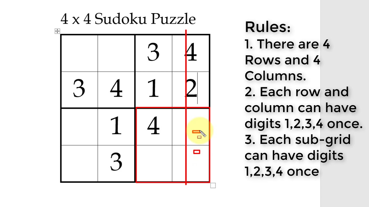 4X4 Sudoku Printable Printable Template Free