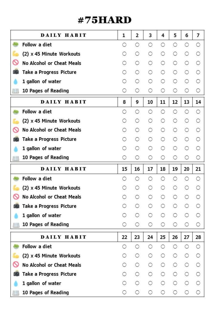 75 Hard Free Printable Pdf