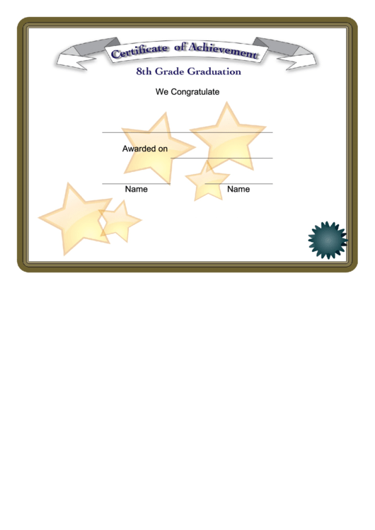8th Grade Graduation Certificate Template Printable Pdf 