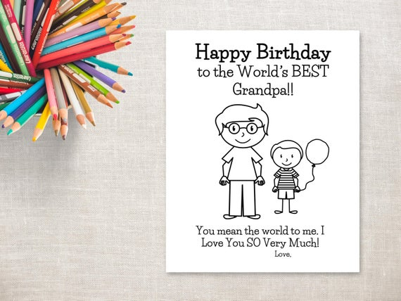 Birthday Coloring Printable Boy Grandpa Birthday Card To