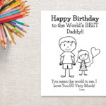 Birthday Coloring Printable Girl Dad Birthday Card To