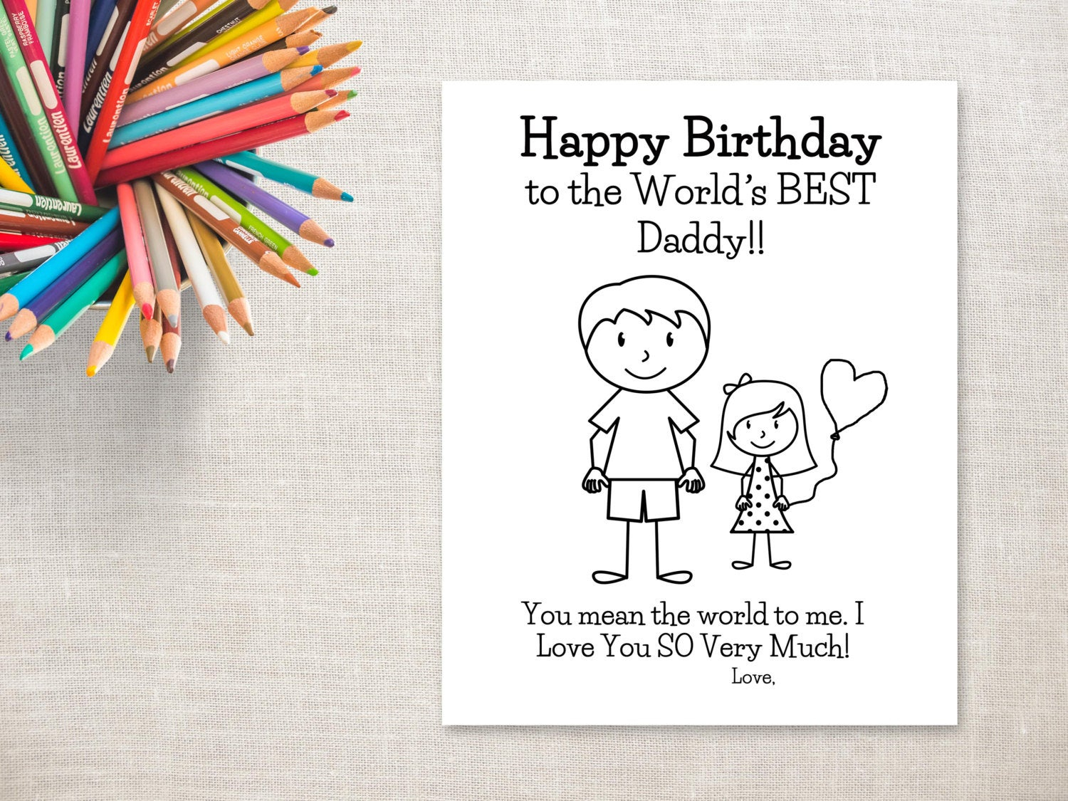 Birthday Coloring Printable Girl Dad Birthday Card To