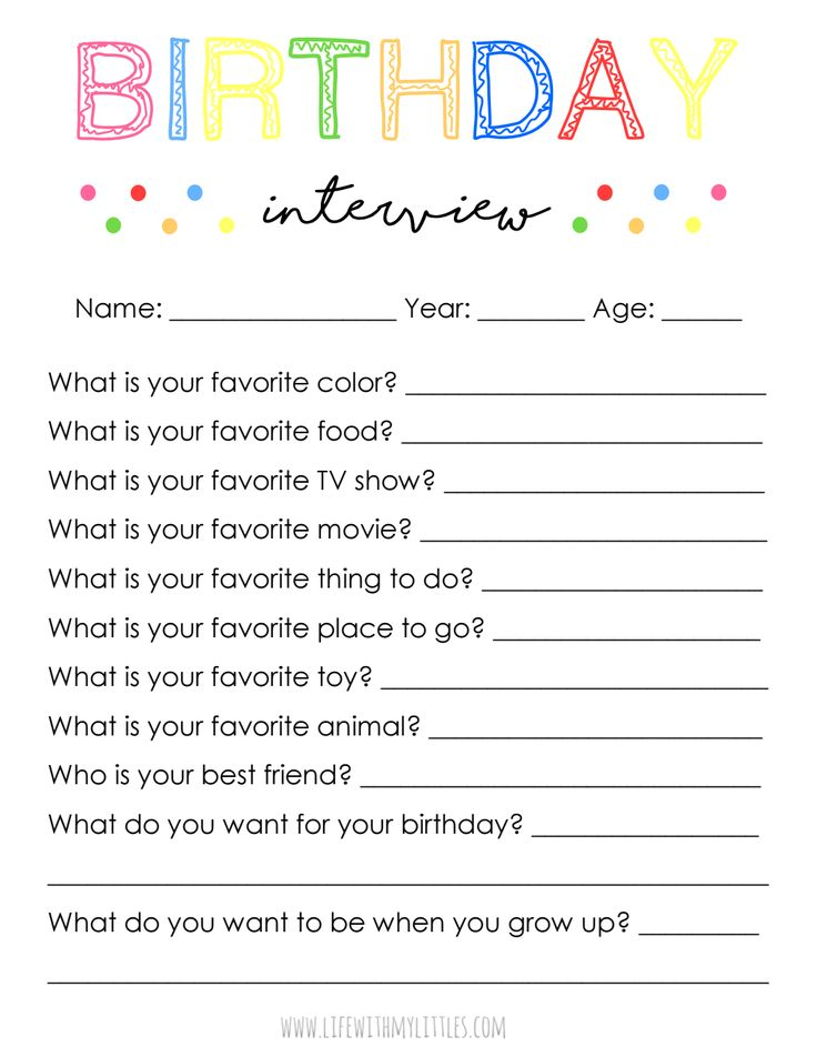 Birthday interview printable pdf Google Drive Birthday 