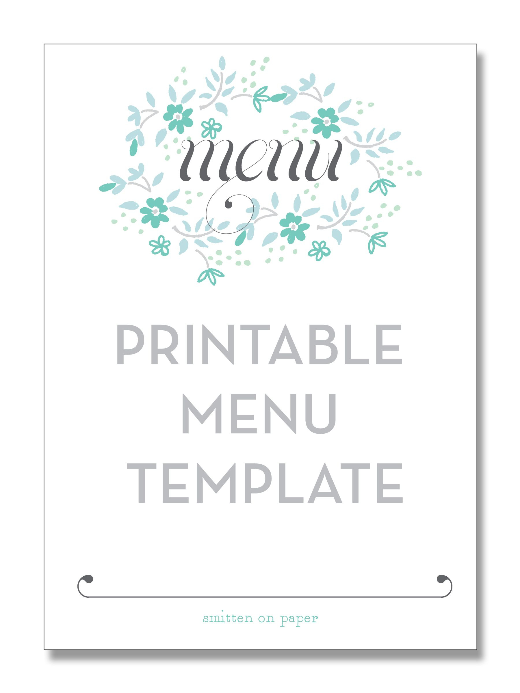 Blog Printable Menu Template Printable Menu Free Menu 