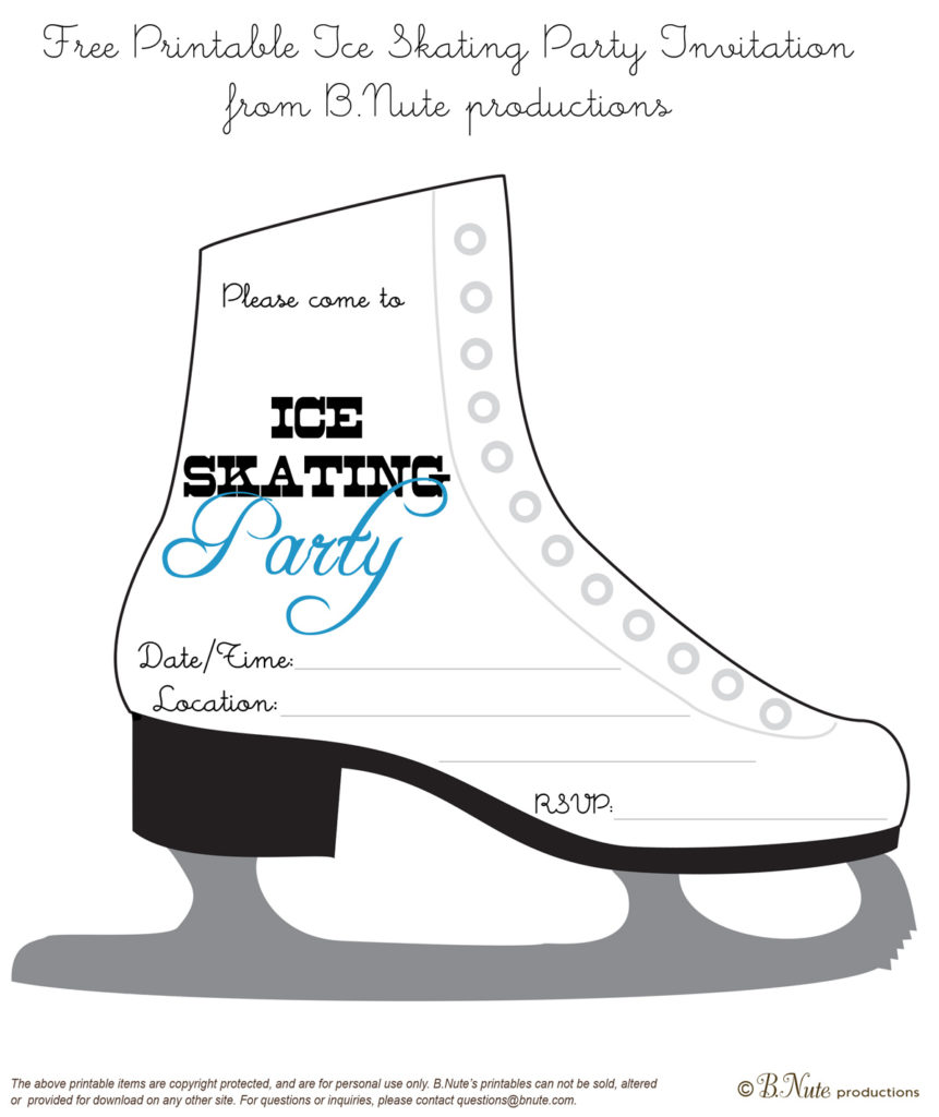 Bnute Productions Free Printable Ice Skating Party Invitation