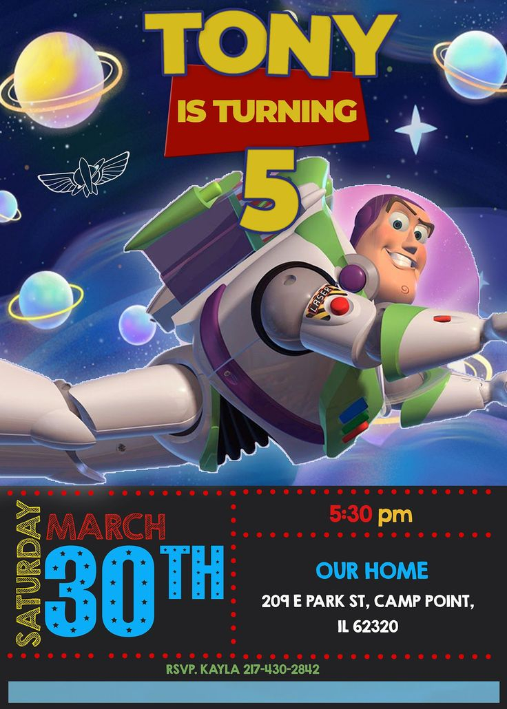 Buzz Lightyear Birthday Invitation Toy Story 4 Party 