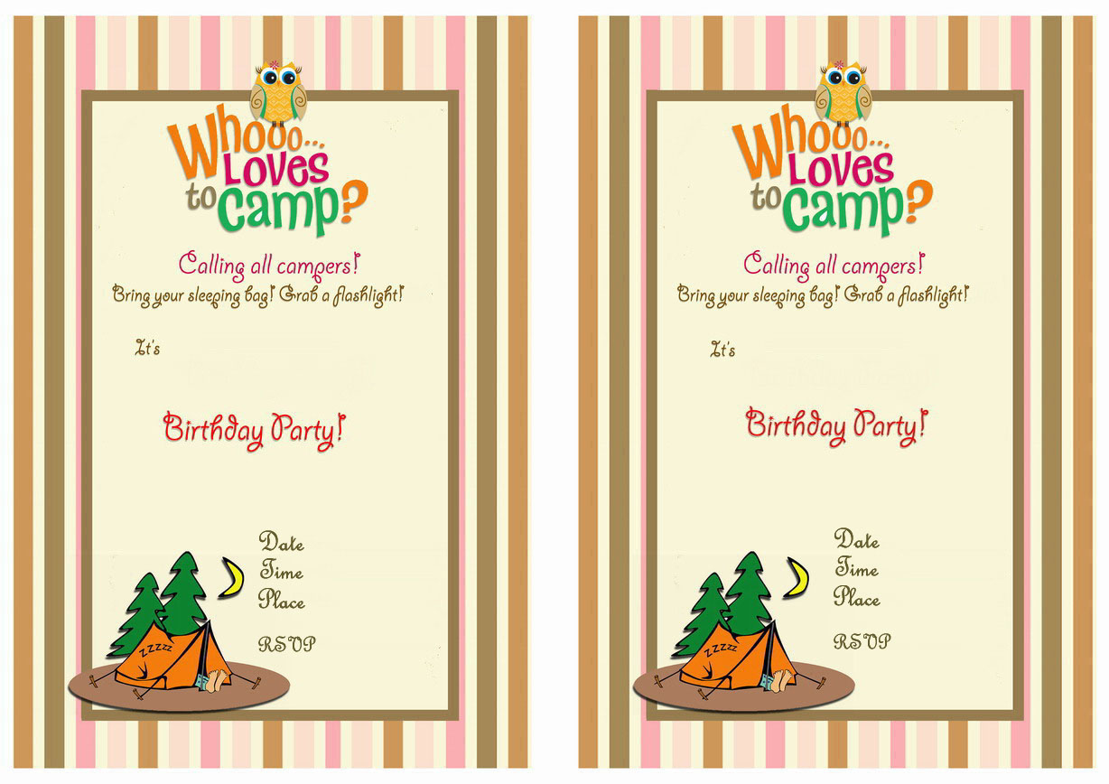 Free Printable Camping Birthday Invitations
