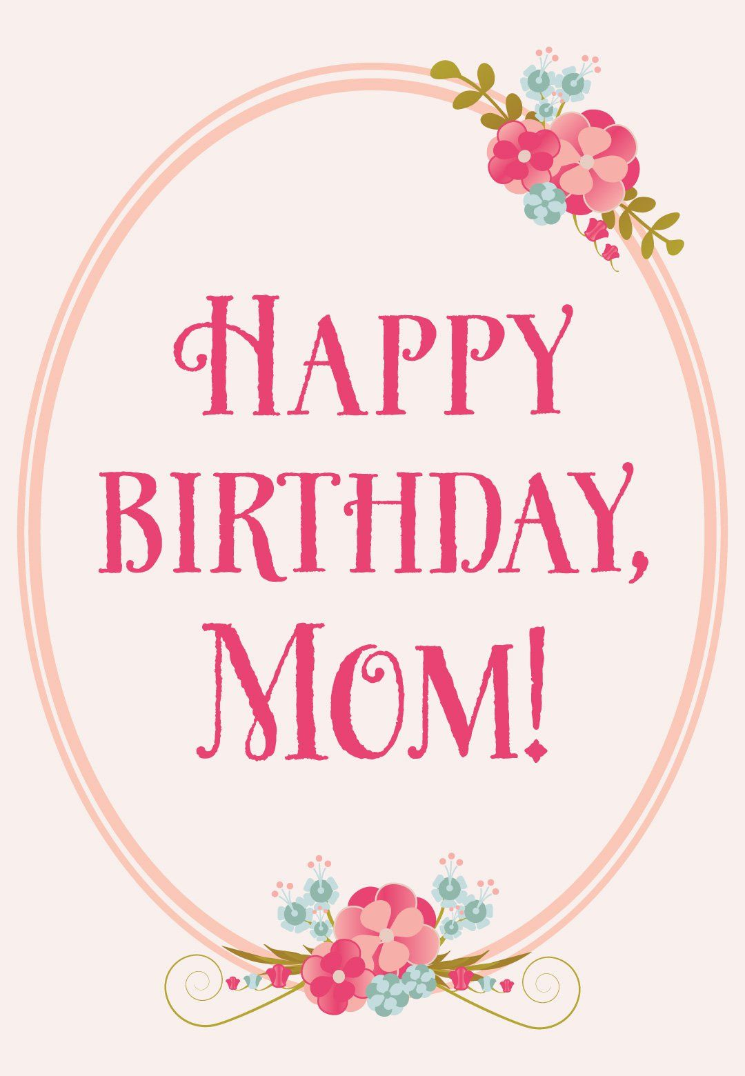 Floral Birthday For Mom Free Printable Birthday Card 