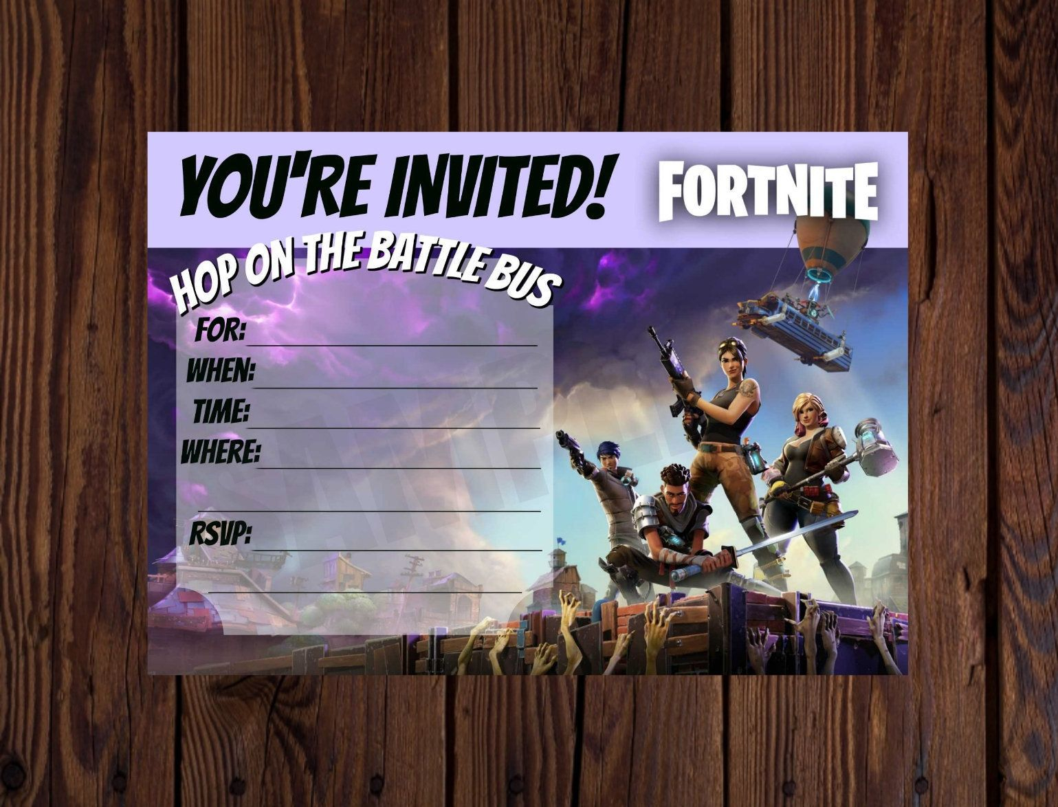 Fortnite Printable Invite Fortnite Invitation Fortnite 