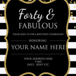 Forty Fabulous 40th Birthday Invitation Template PSD
