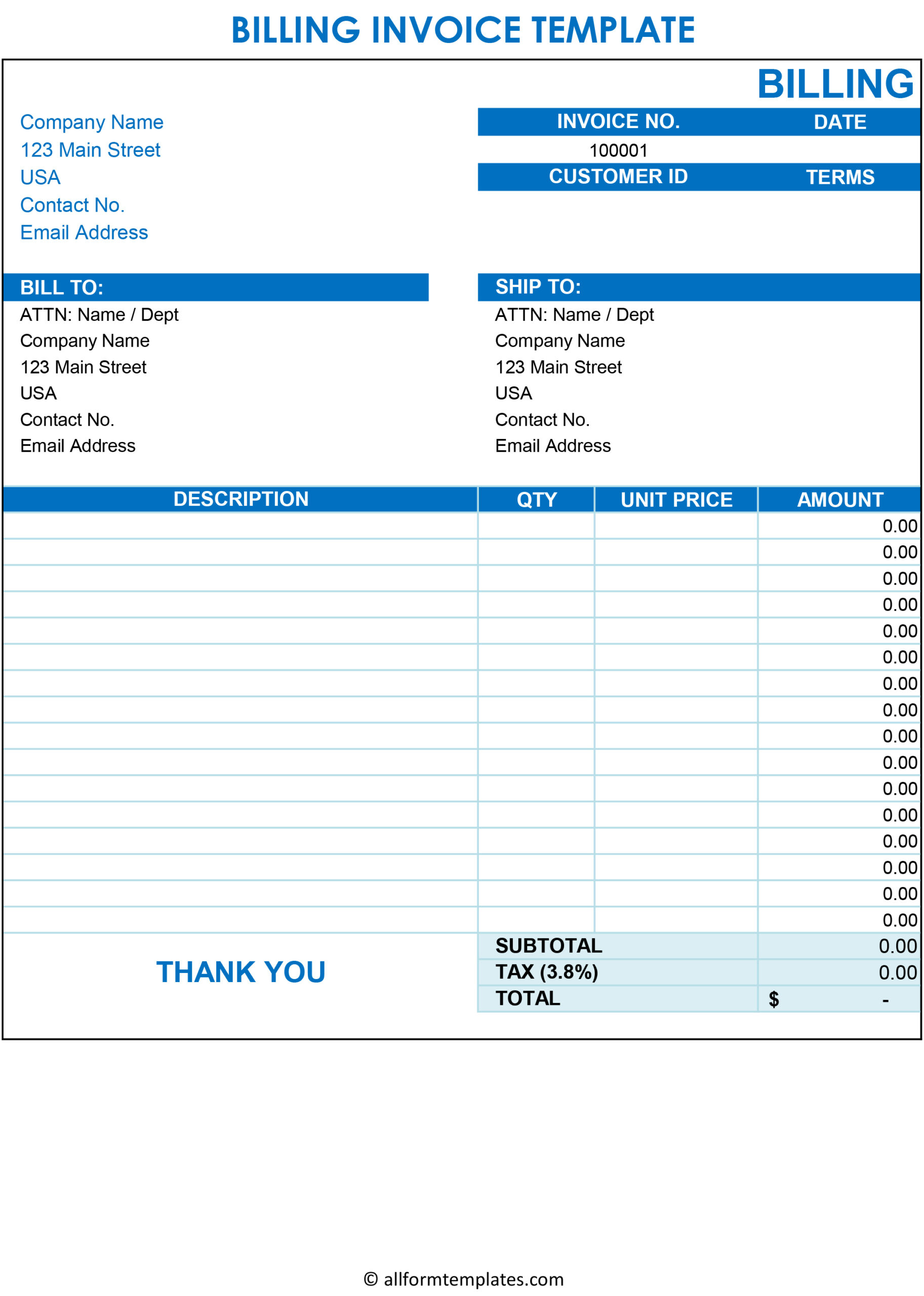 Free Blank Invoice Template Excel PDF Word 