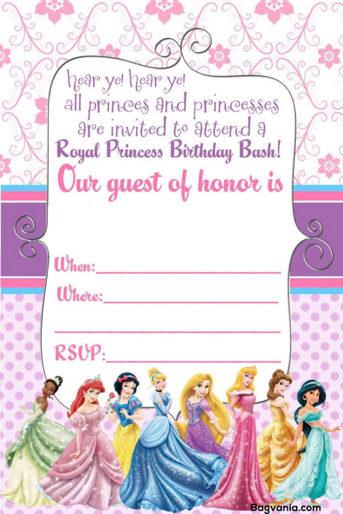 FREE Princess Birthday Invitations Bagvania FREE