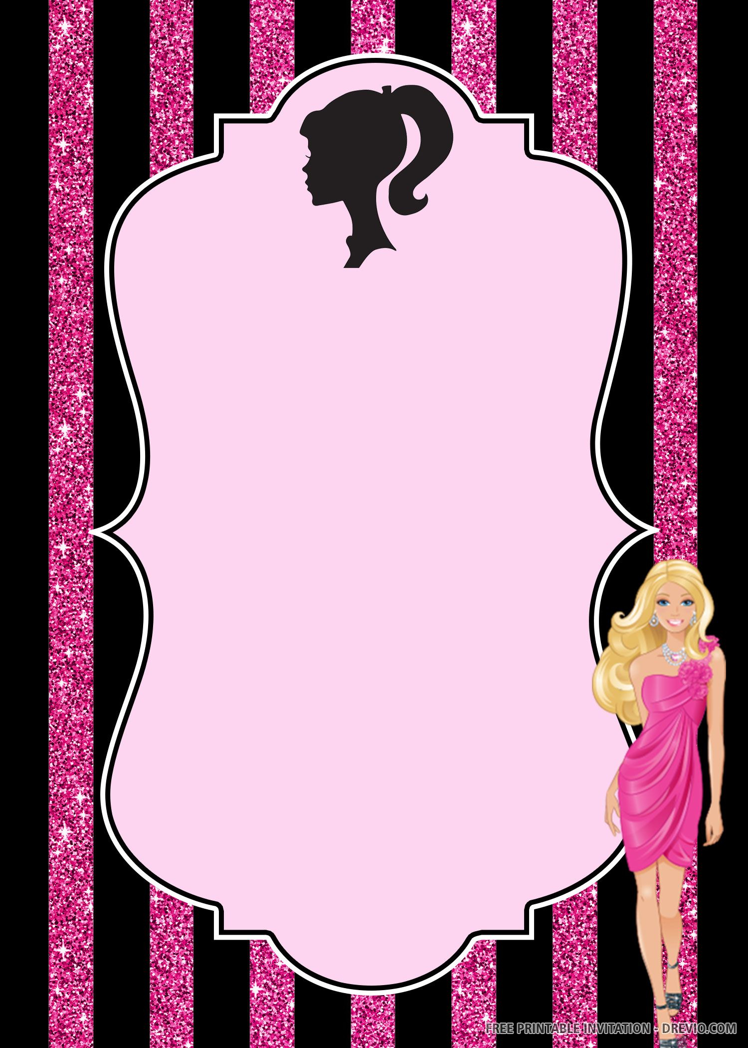  FREE PRINTABLE Barbie Birthday Invitation Template 