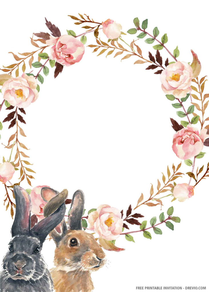FREE PRINTABLE Cute Bunny Birthday Invitation Template
