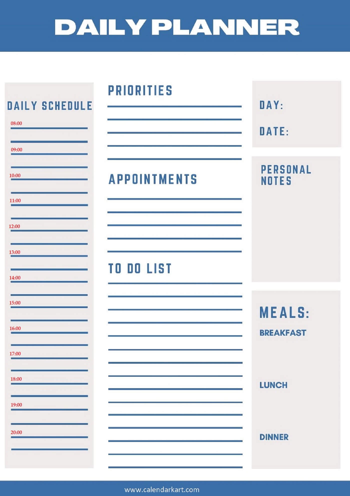 Free Printable Daily Planner 2025 Templates CALENDARKART
