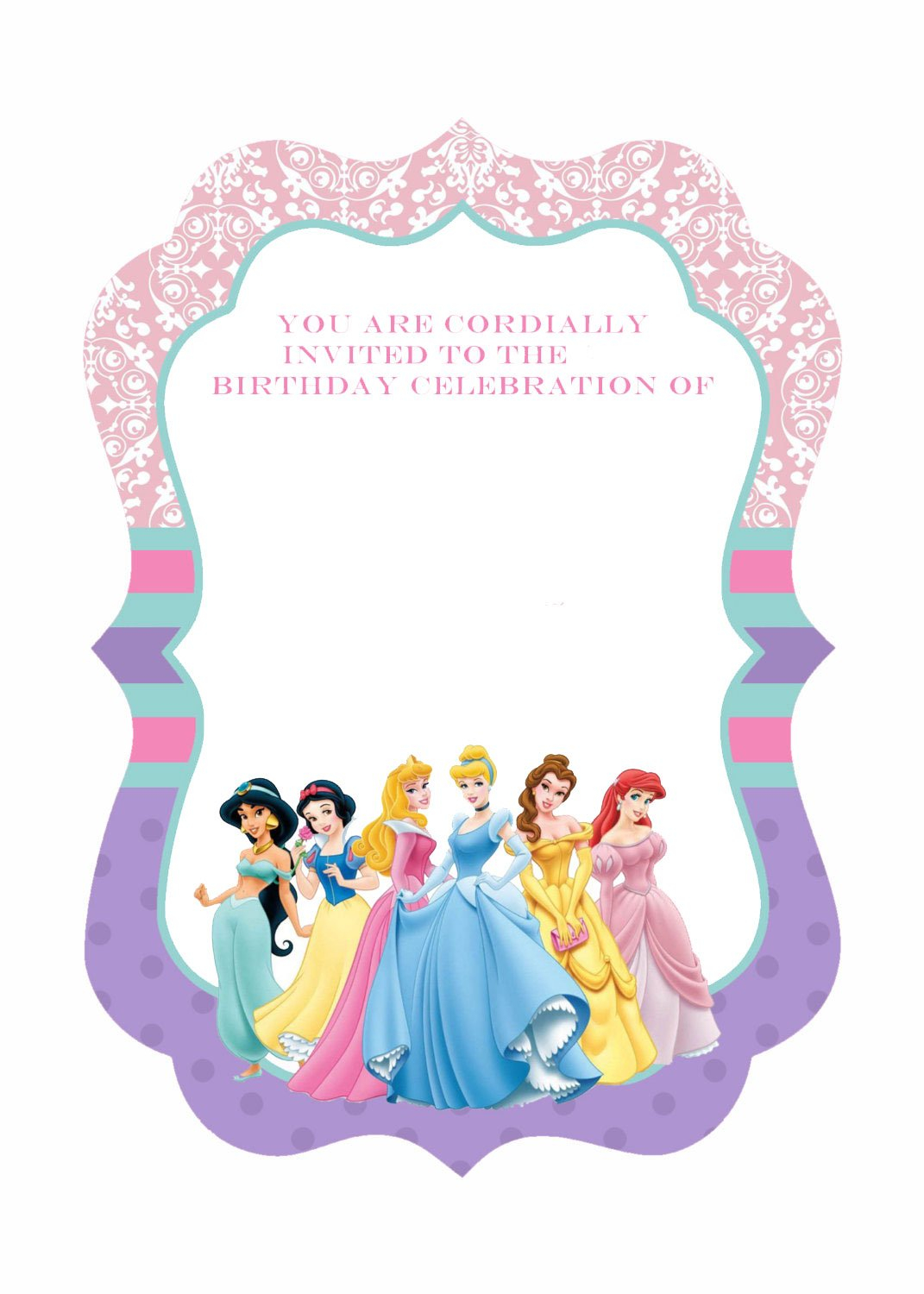 Free Printable Disney Princess Birthday Invitations 