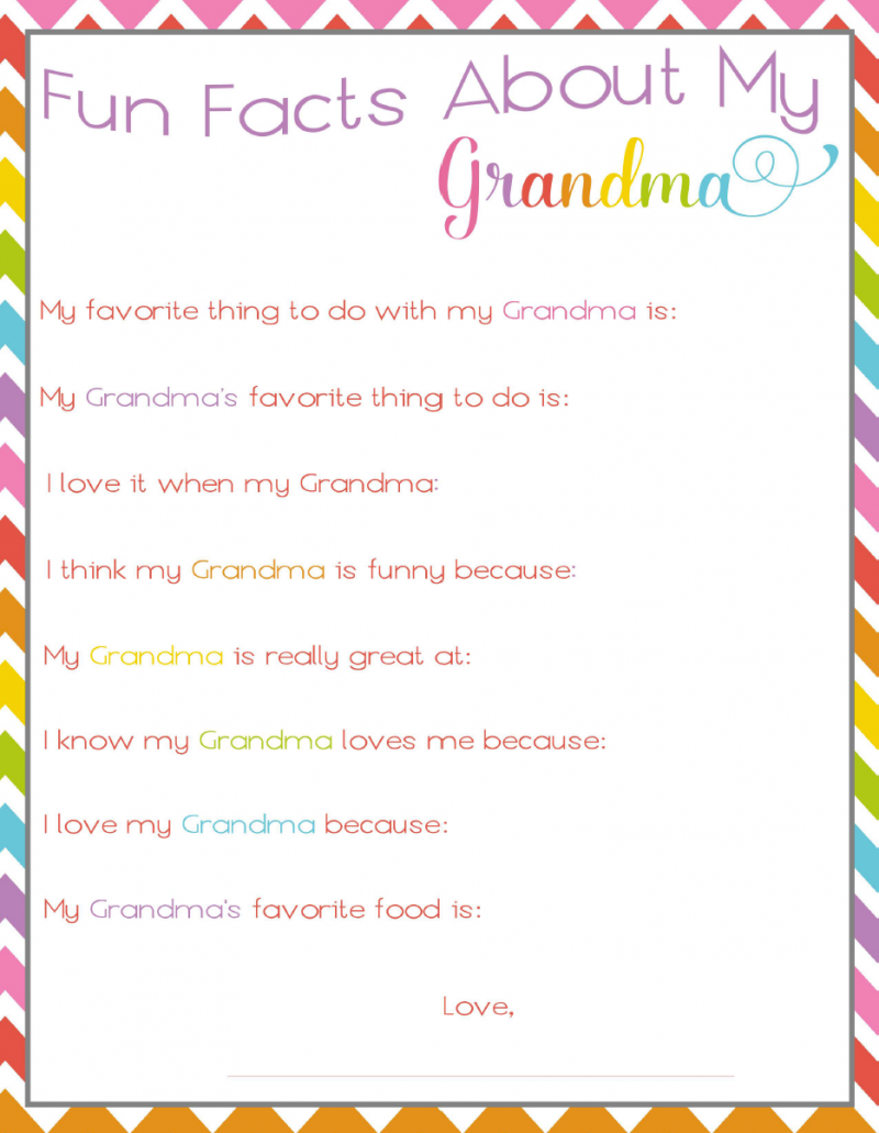 Fun Facts About Grandma Printable For Mother s Day Not 