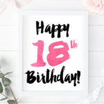 Happy 18th Birthday Print Printable Card Sign