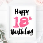 Happy 18th Birthday Print Printable Card Sign Greeting