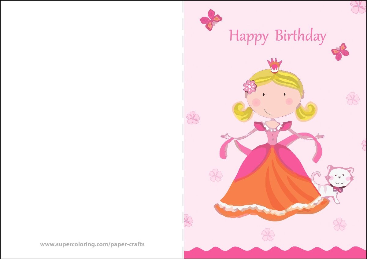 Happy Birthday Card With Princess Free Printable 