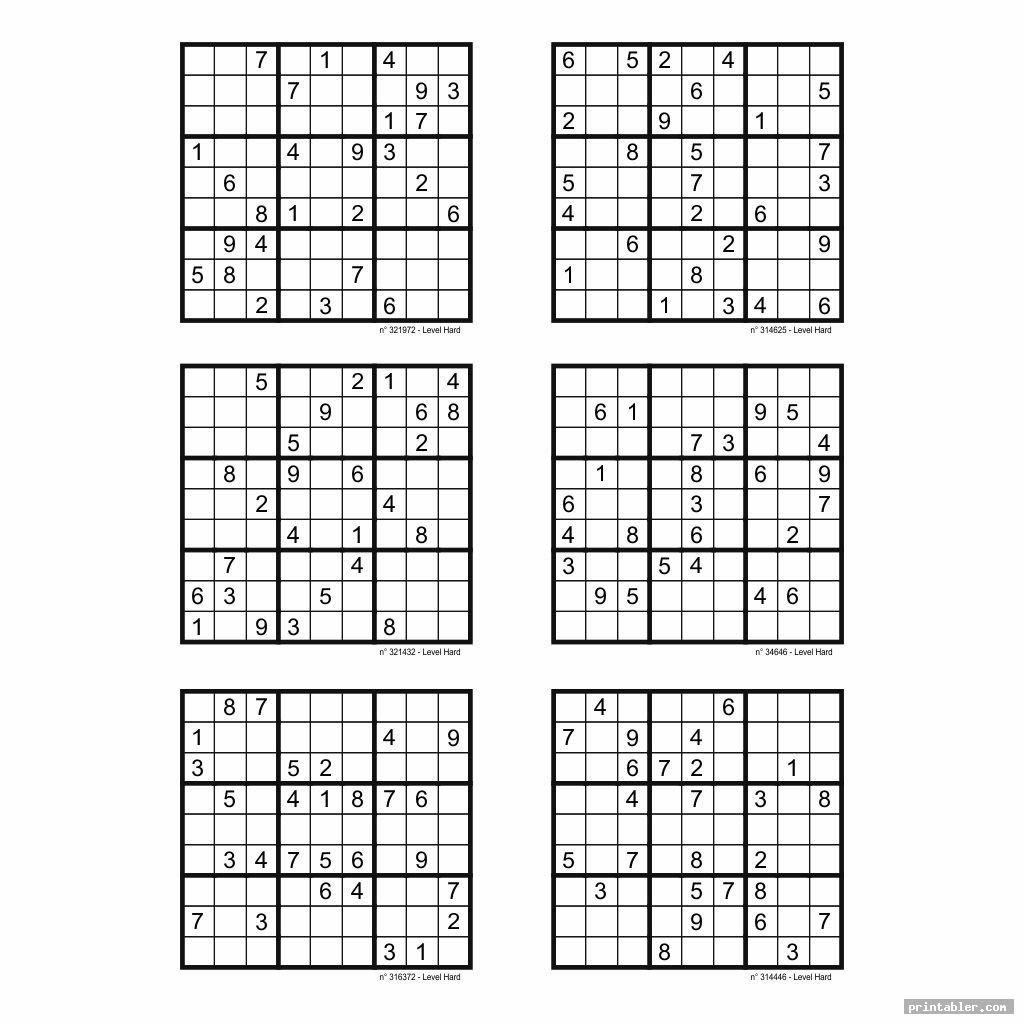 Hard Sudoku Printable 6 Per Page Image Free Printabler