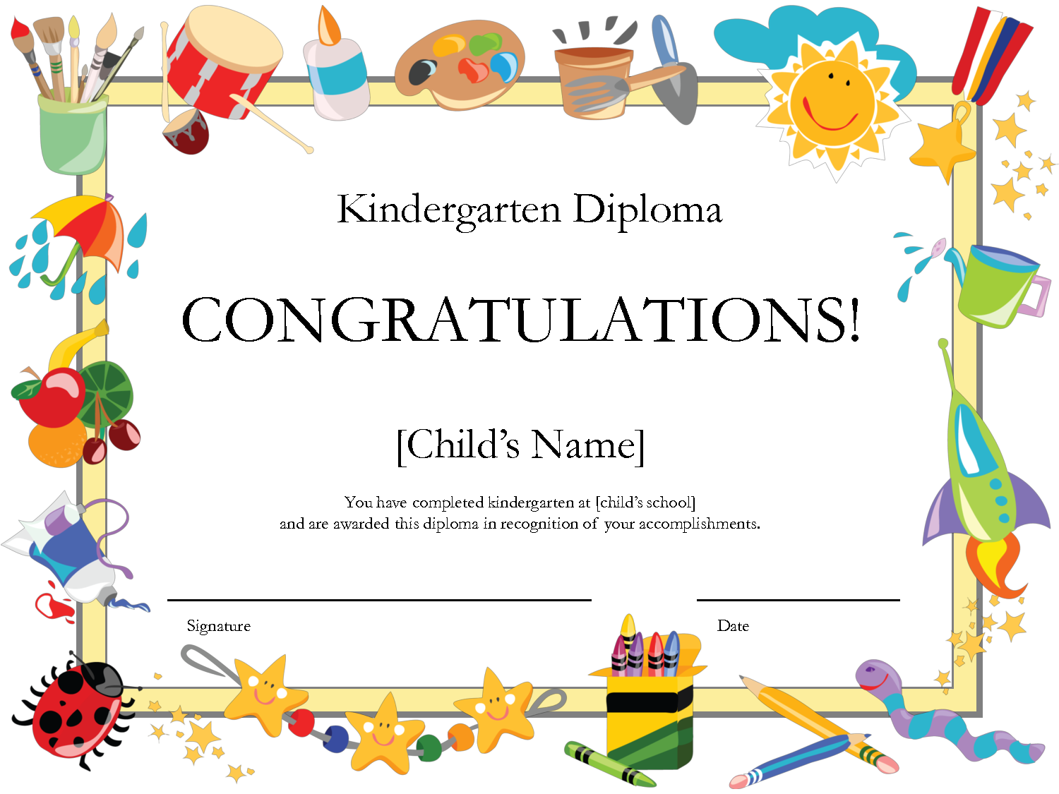 Kindergarten Graduation Certificate Free Printable 