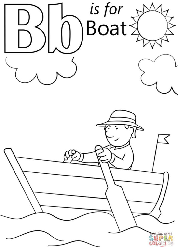 Letter B Is For Boat Coloring Page Free Printable