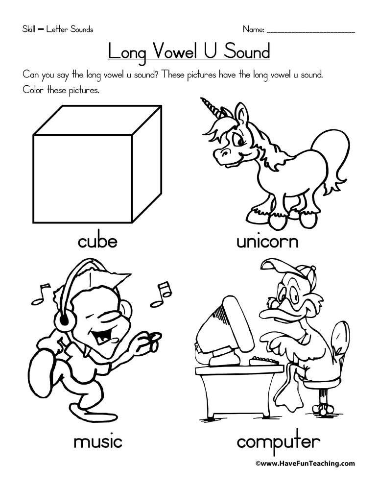 Long Vowel U Worksheet Have Fun Teaching