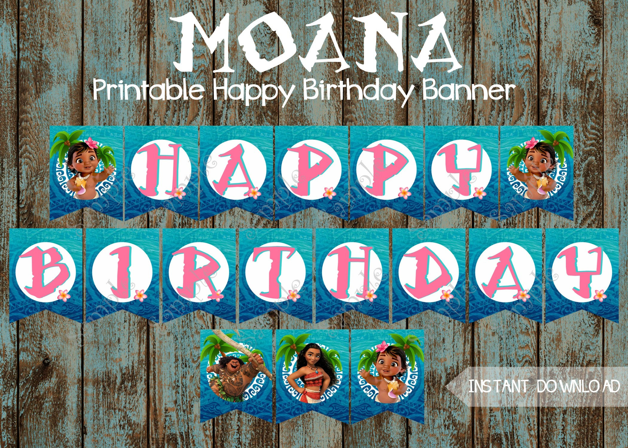 Moana Banner Moana Happy Birthday Banner Moana Printable