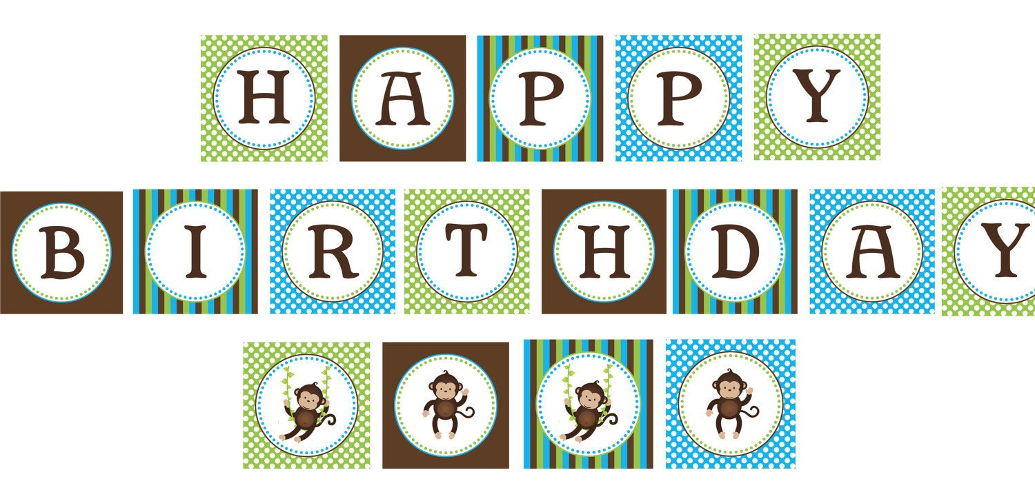 Monkey Banner Monkey Boy Birthday Monkey Birthday Banner