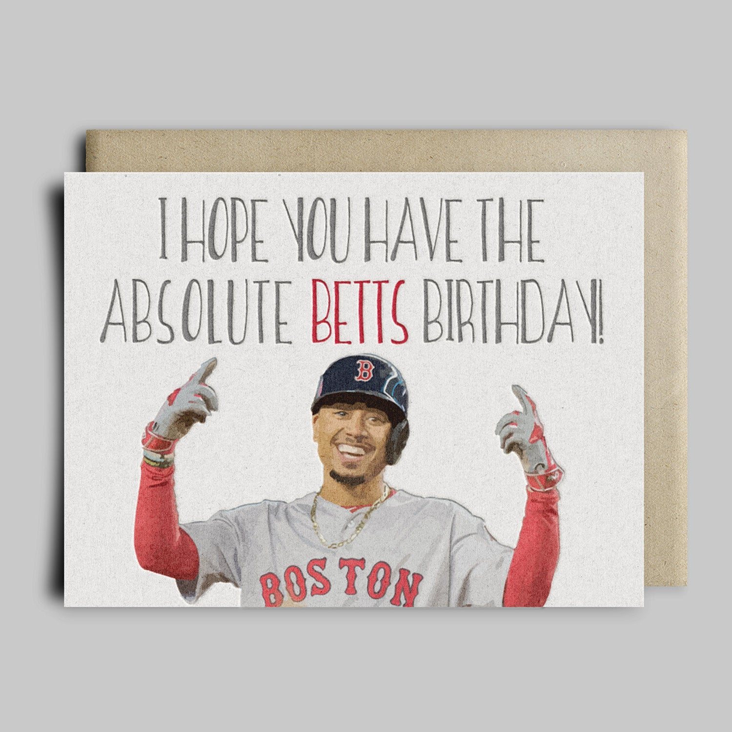 Mookie Betts Pun Birthday Card Red Sox Birthday Card
