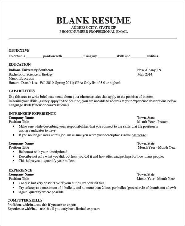 Printable Resume Template 35 Free Word PDF Documents 