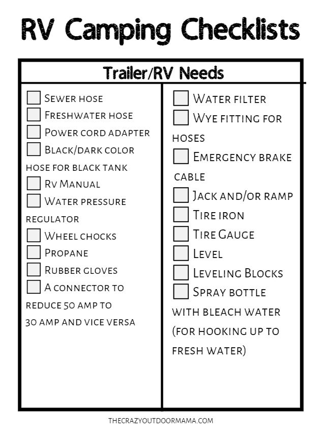 The Ultimate RV Camping Checklists 9 Free Printable PDFs 