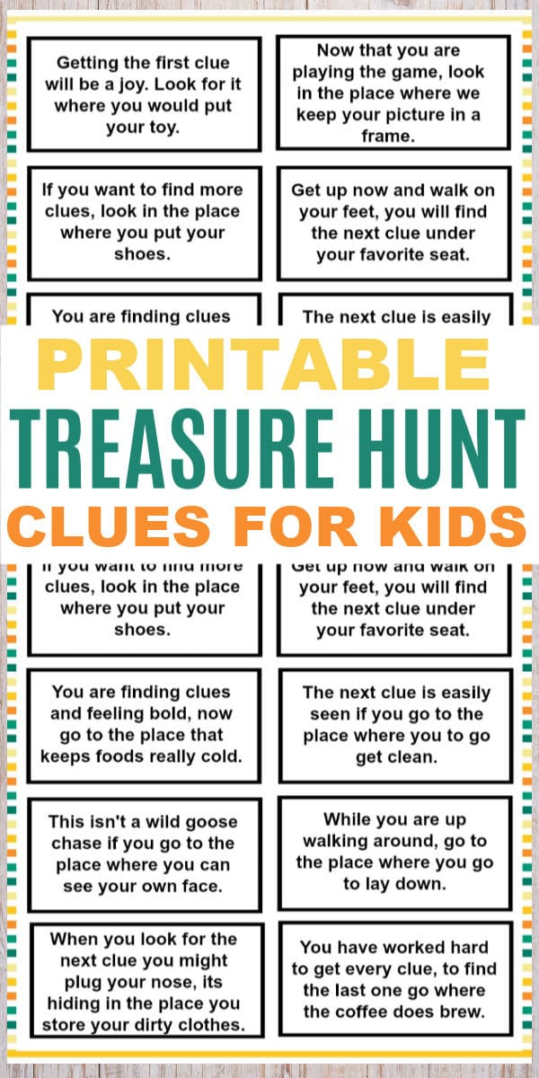 Treasure Hunt Clues For Kids